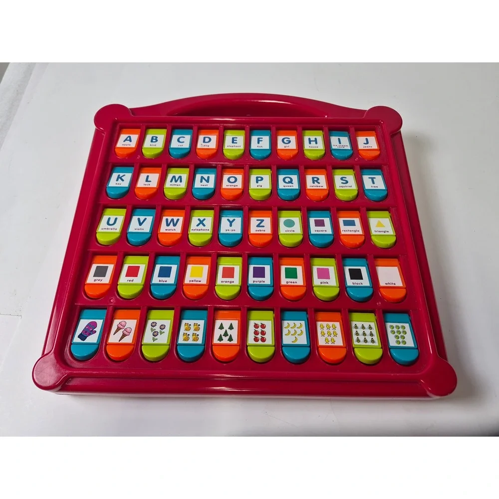 Battat Hide & Seek Alphabet Board Kids Educational Toy Red picture number flaps
